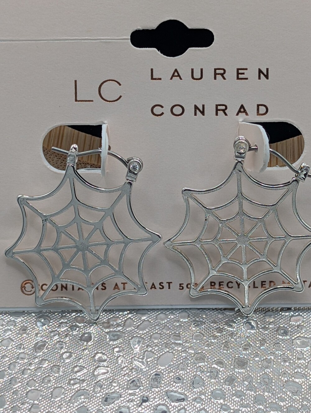 Kohl's LC Lauren Conrad Silver Spider Web Hoop Earrings